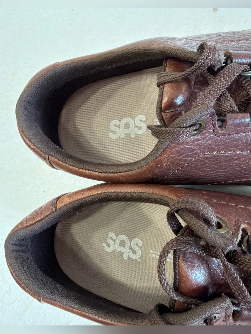 SAS Bout Time Mulch Brown Leather Comfort Dress Shoes Mens 10.5 Orthopedic USA